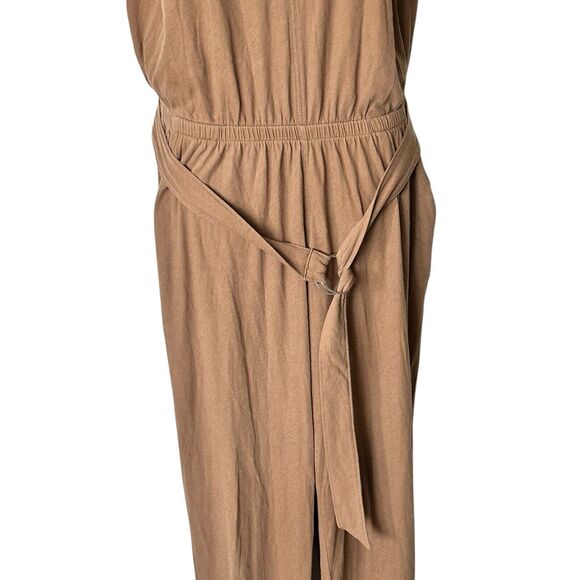 ATM Anthony Thomas Melillo L High Torsion  OAO Sahara Cotton Tan Belted Jumpsuit - Picture 10 of 11